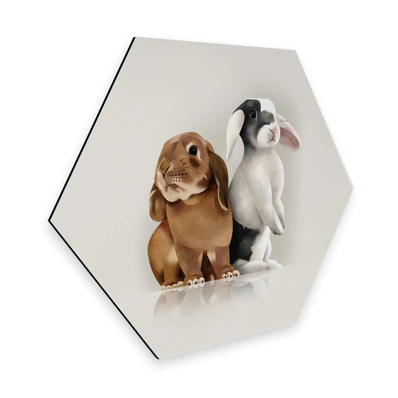 Hexagon - Alu-Dibond Braun - Bunny Love 