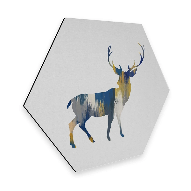 Hexagon - Alu-Dibond Orara Studio - Deer Blue and Yellow 