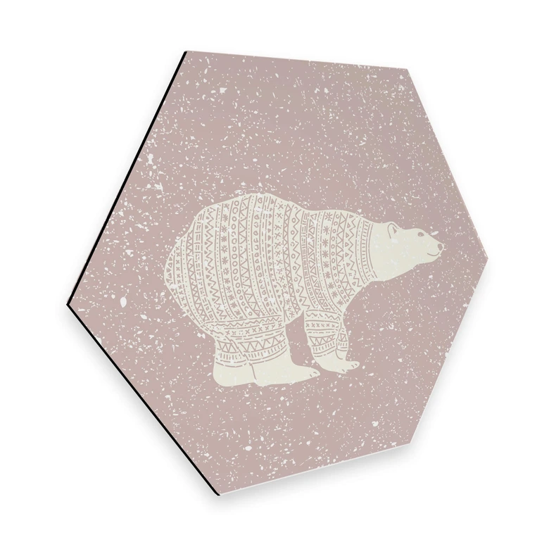 Hexagon - Alu-Dibond Polarbär Weiß 