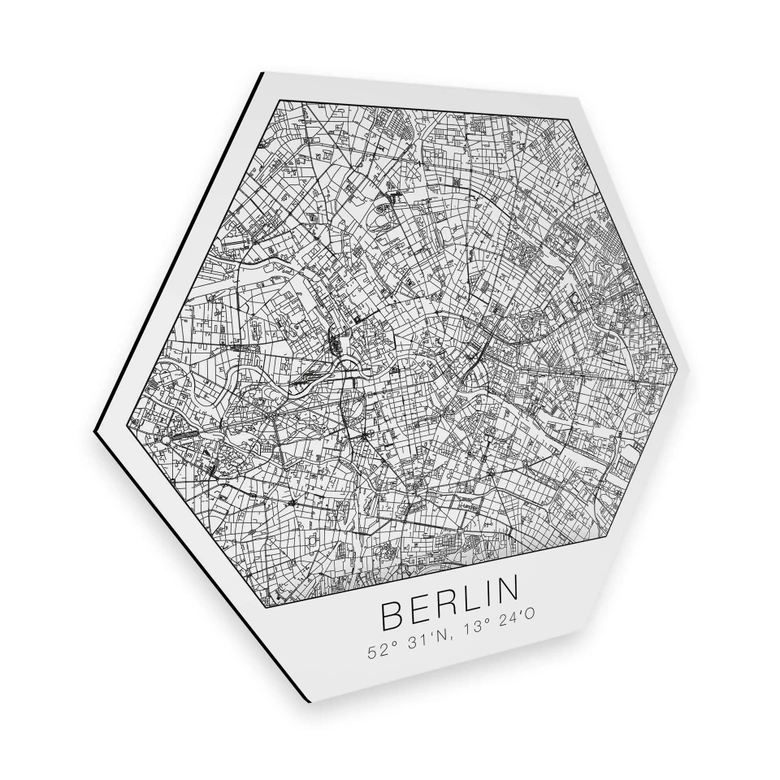 Hexagon - Alu-Dibond - Stadtplan Berlin 