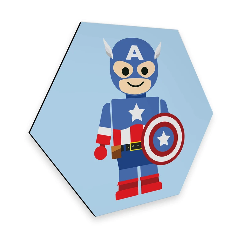 Hexagon - Alu-Dibond Gomes - Captain America Spielzeug 