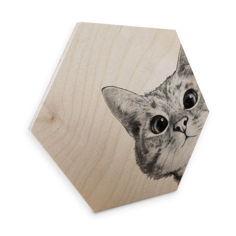 Hexagon - Holz Birke-Furnier Graves - Sneaky Cat 