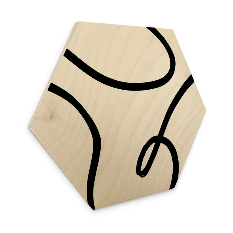 Hexagon Holzbild 1X Studio - Kurvige Abstraktion 
