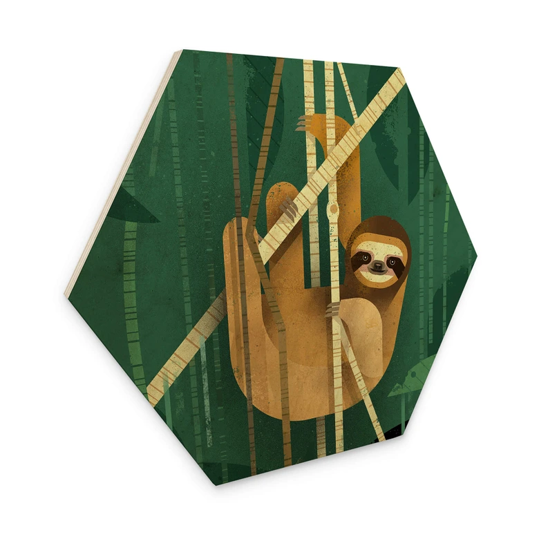 Hexagon - Holz Braun - Faultier 