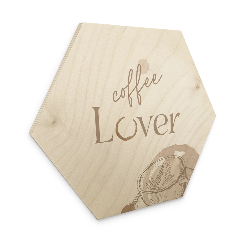 Hexagon-Holzbild Coffee Lover 