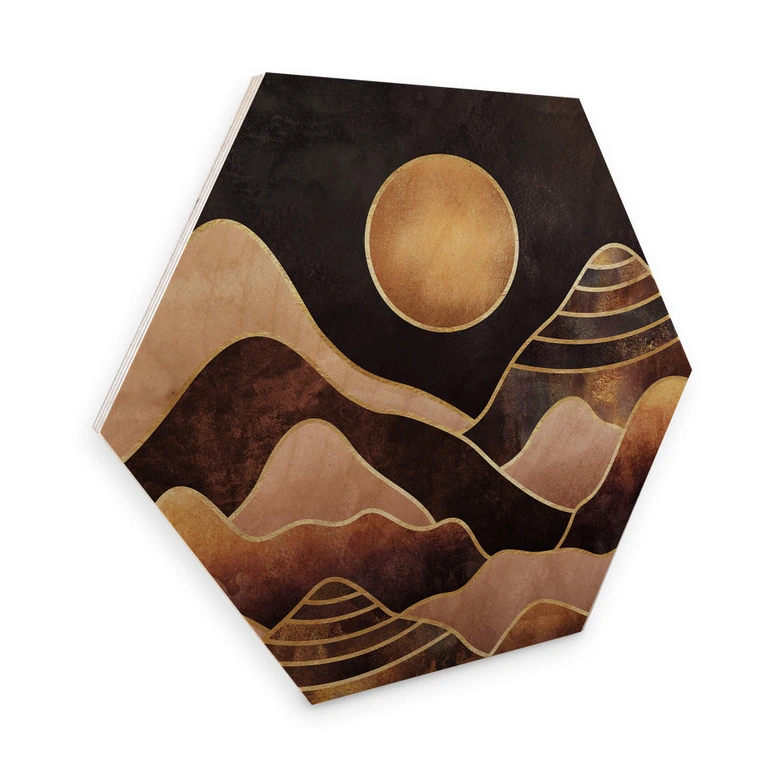 Hexagon - Holz Birke-Furnier Fredriksson - Sonnenuntergang 