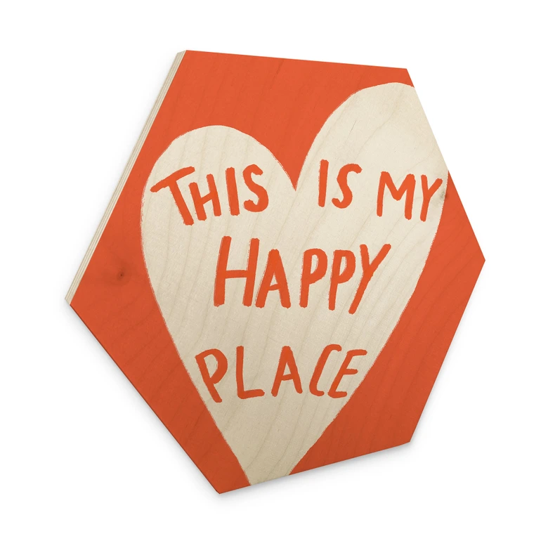 Hexagon Holzbild This is my happy place mit Herz - Fritsch 