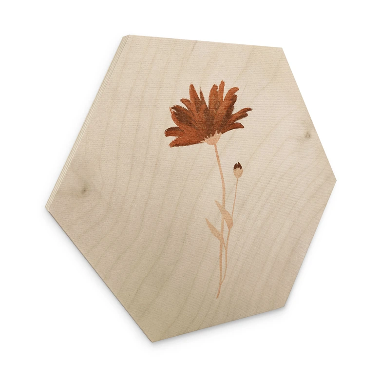 Hexagon Holzbild Wildblume abstrakt - Goed Blauw 