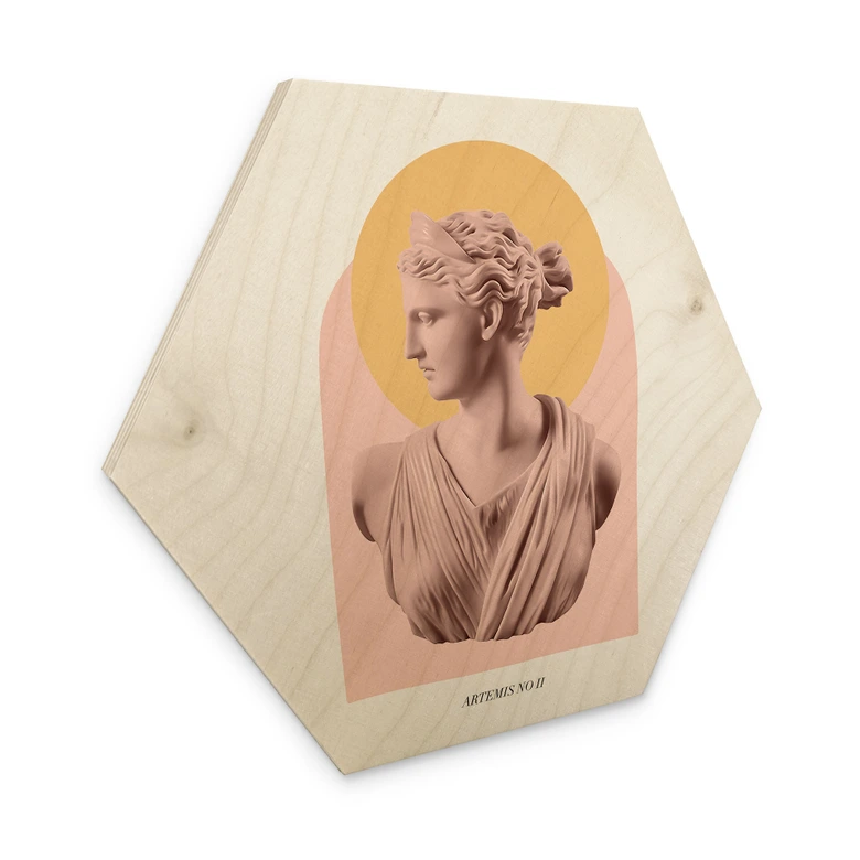 Hexagon Holzbild Statue der Göttin Artemis - Grace Digital Art 
