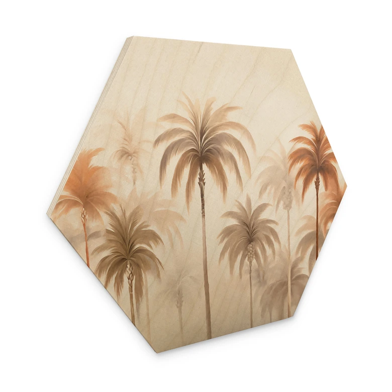Hexagone - Bois Paysage tropical avec palmiers - Haase 