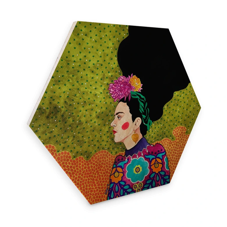 Hexagon - Holz Hülya - Frida im Portrait 