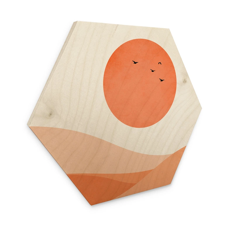 Sekskantet træ Harmonisk landskab orange - Kubistika 