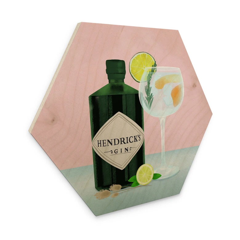 Hexagon Holzbild Gin Tonic Cocktail - Lizde 