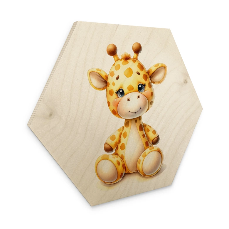 Hexagon Holzbild Kleine Giraffe - Magnusson 