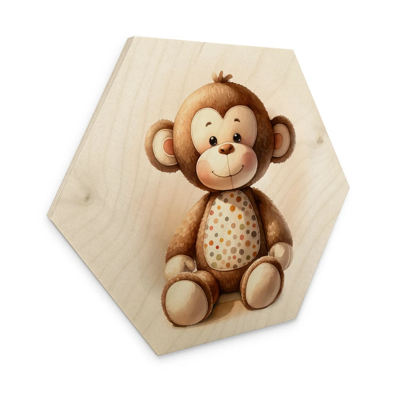 Hexagon Holzbild Kleiner Affe - Magnusson 