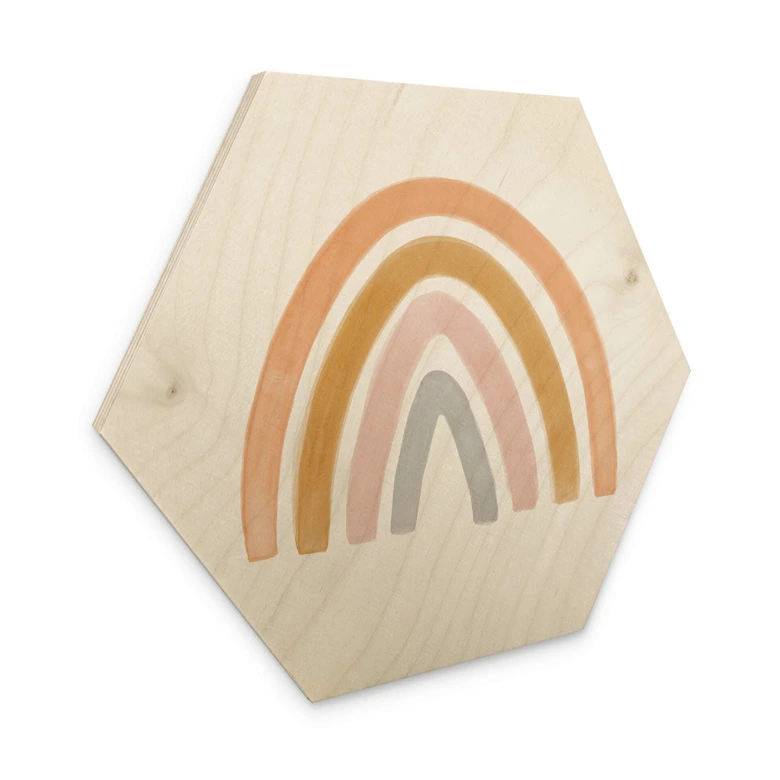 Hexagon - Holz Nouveauprints - Bunter Regenbogen 