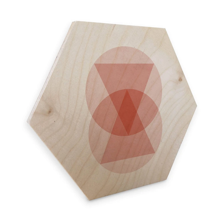 Hexagon - Holz Birke-Furnier Nouveauprints - Circles and triangles pink 