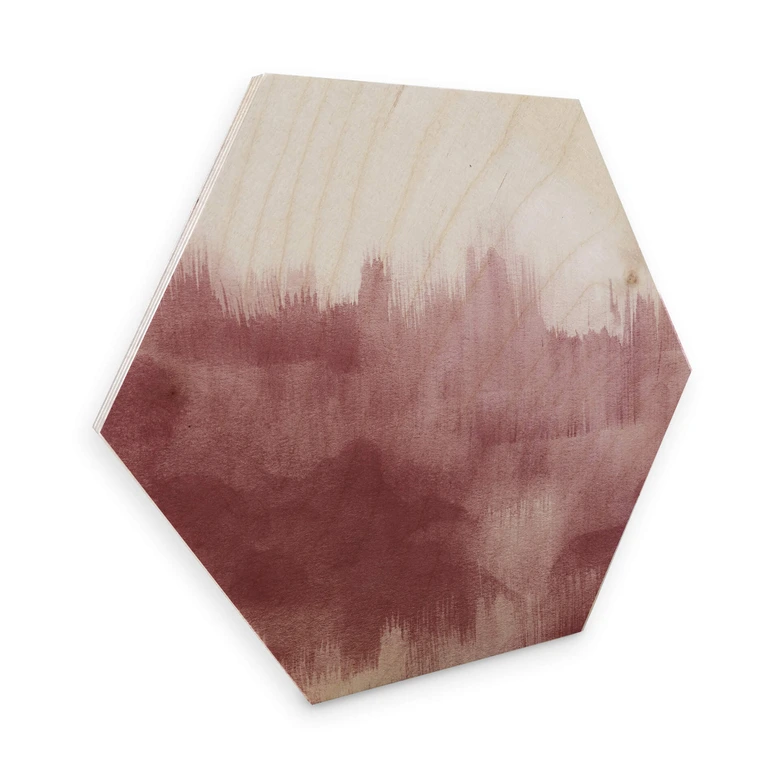 Hexagon - Holz Birke-Furnier Nouveauprints - Watercolour Brush Strokes (rosé) 