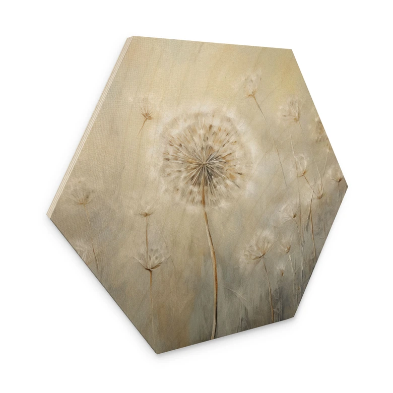 Hexagon Holzbild Pusteblumen-Traum im Frühling - Paksoylu 