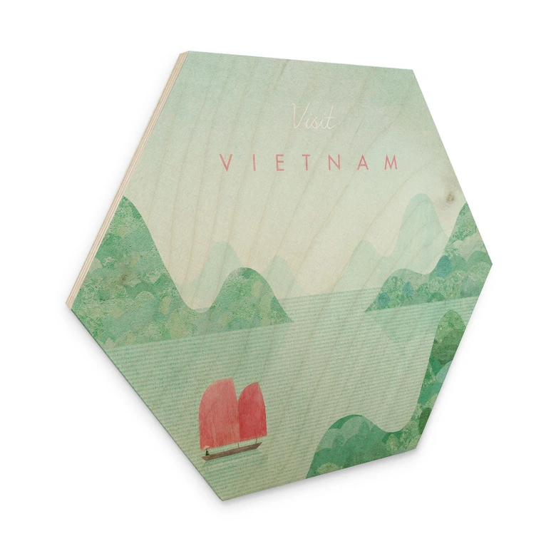 Tableau sur bois hexagonal La baie d'Halong au Vietnam - Rivers 