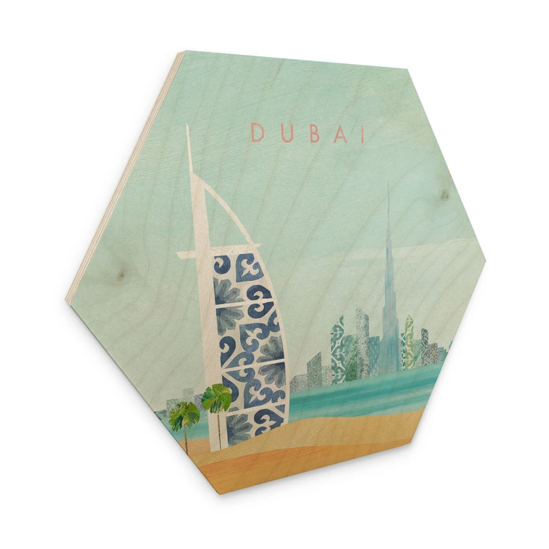 Hexagon Holzbild Strand von Dubai - Burj Al Arab - Rivers 