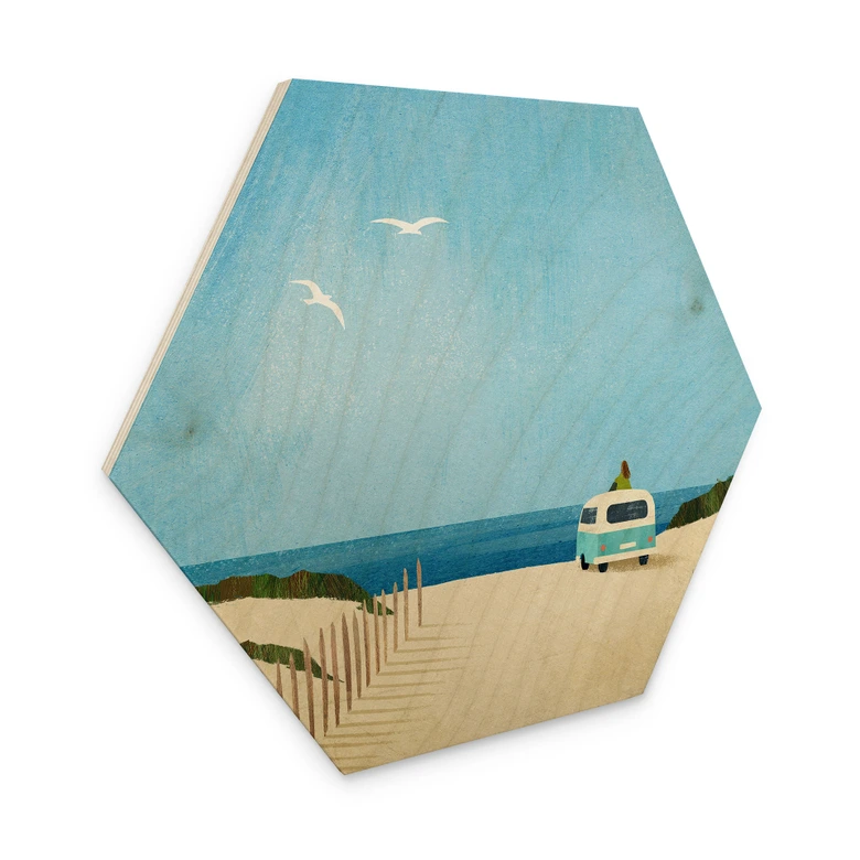 Hexagon Holzbild Van Life - Urlaub am Meer - Rivers 