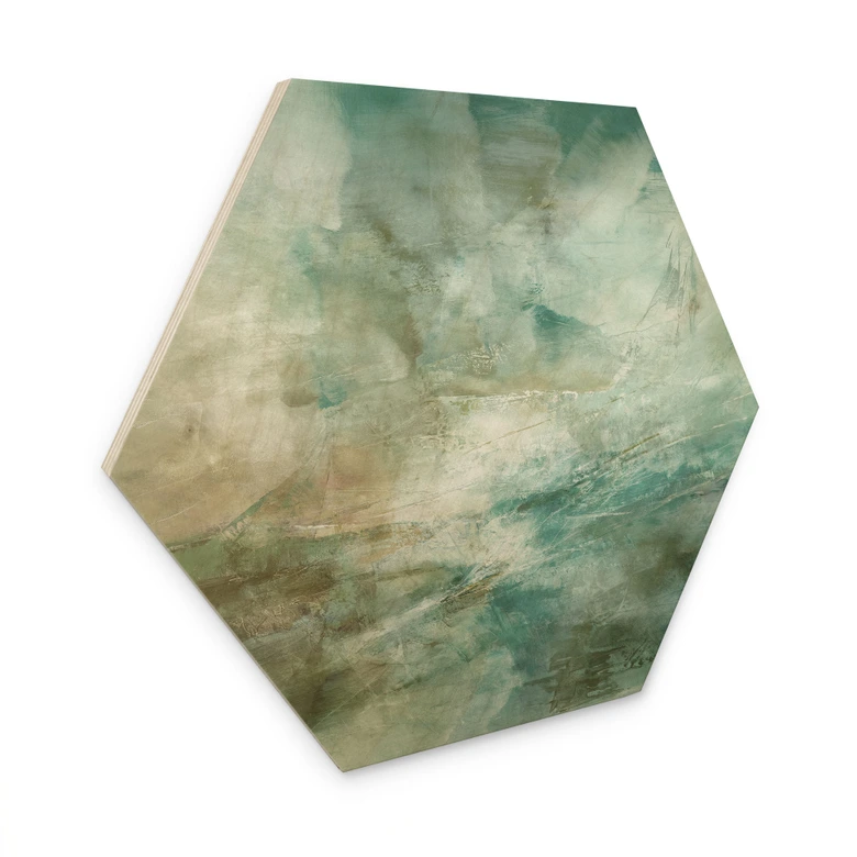 Tableau sur bois Hexagon Vert sauge - Schmucker 