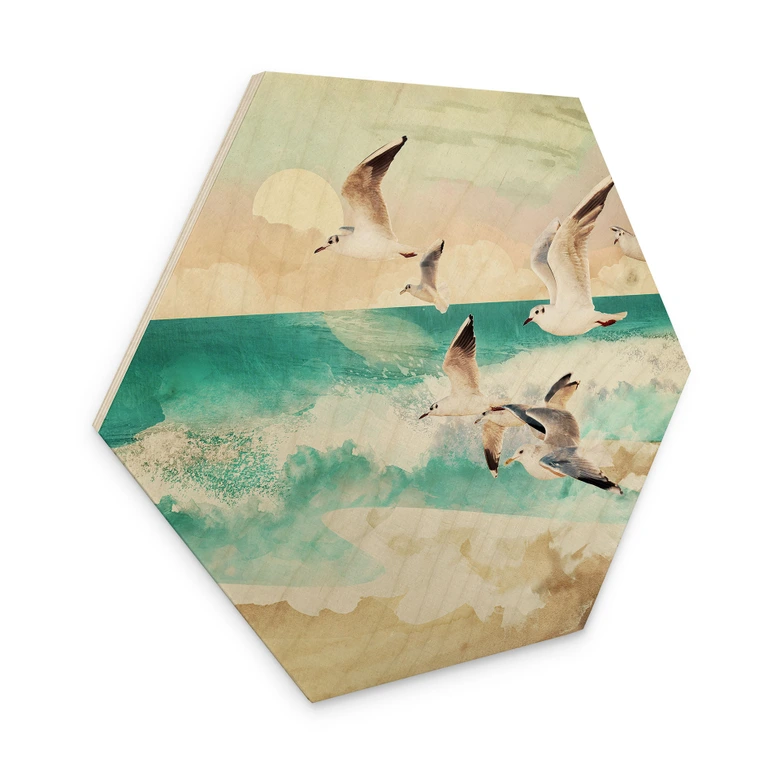 Sekskantet træ Måger på stranden - SpaceFrog Designs 