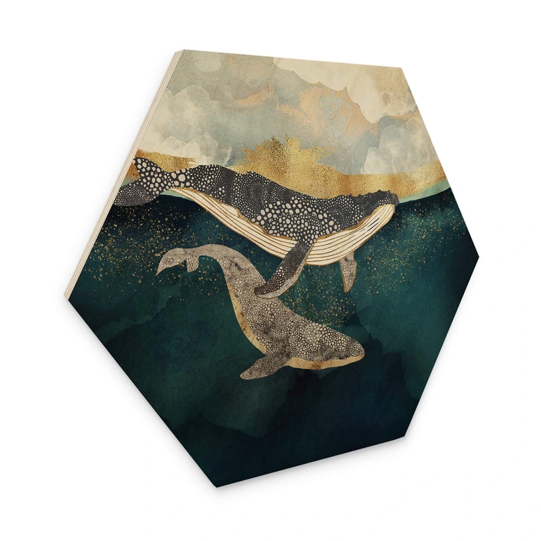 Hexagon Holzbild SpaceFrog Designs - Verbundenheit 