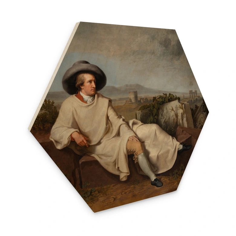 Tableau sur bois Hexagon Tischbein - Goethe dans la Campagne romaine 