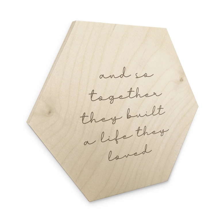 Hexagon Holzbild Together 