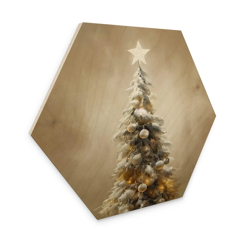 Hexagone - Bois Sapin de Noël doré - Treechild 