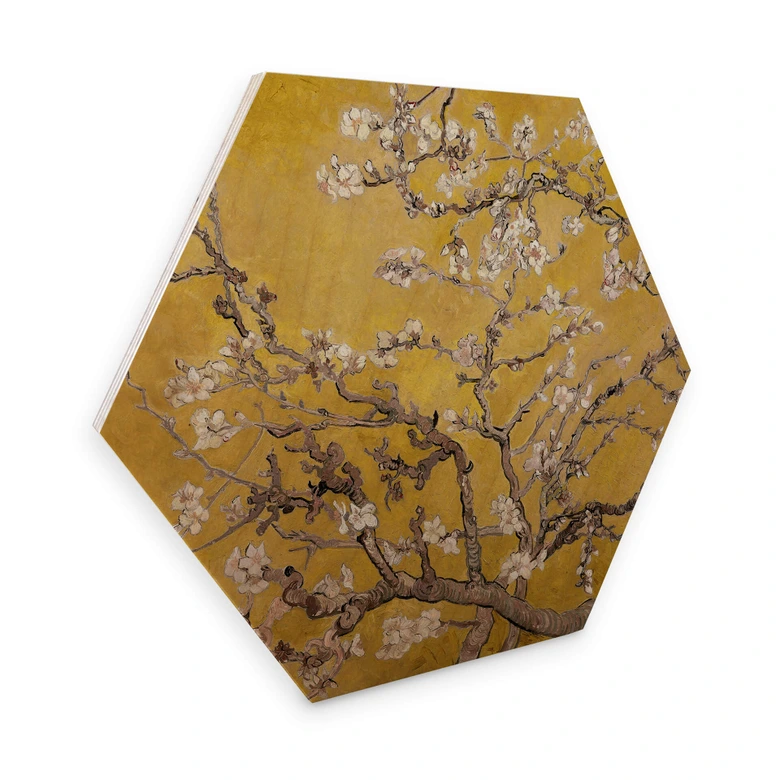 Hexagon - Holz van Gogh - Mandelblüte Ocker 