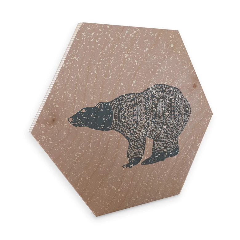 Hexagon - Holz Birke-Furnier Polarbär Blau 