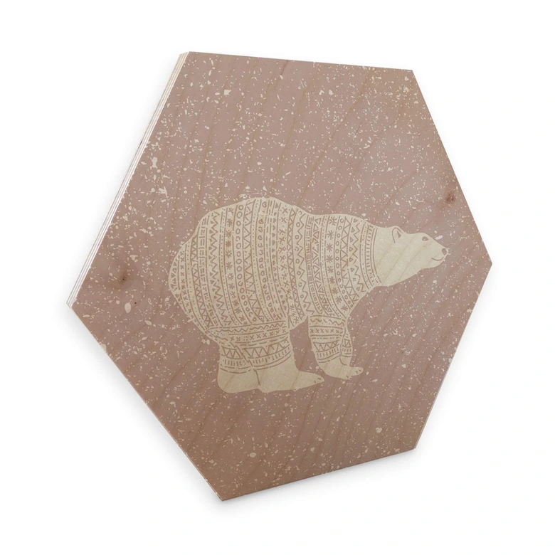 Hexagon - Holz Birke-Furnier Polarbär Weiß 