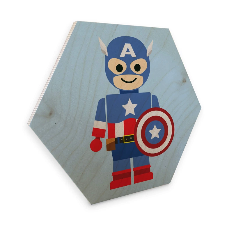 Hexagon - Holz Birke-Furnier Gomes - Captain America Spielzeug 
