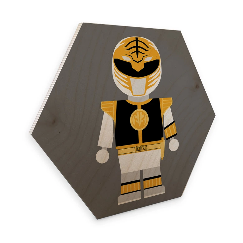 Hexagon - Holz Birke-Furnier Gomes - Power Ranger Spielzeug 