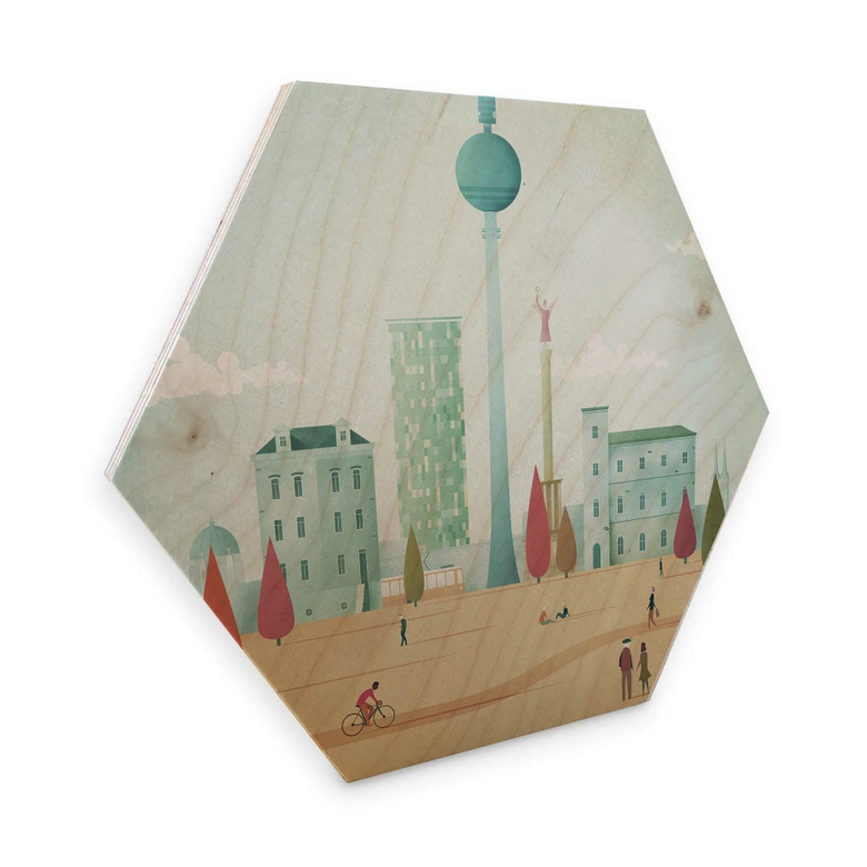 Hexagon - Holz Birke-Furnier - Rivers - Berlin 
