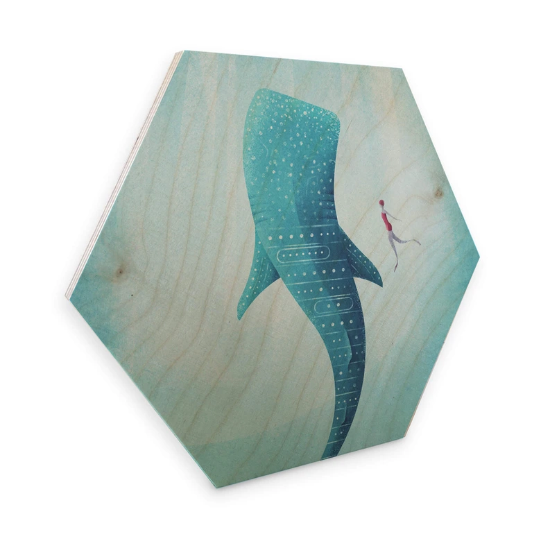 Hexagon - Holz Birke-Furnier Rivers - Der Walhai 