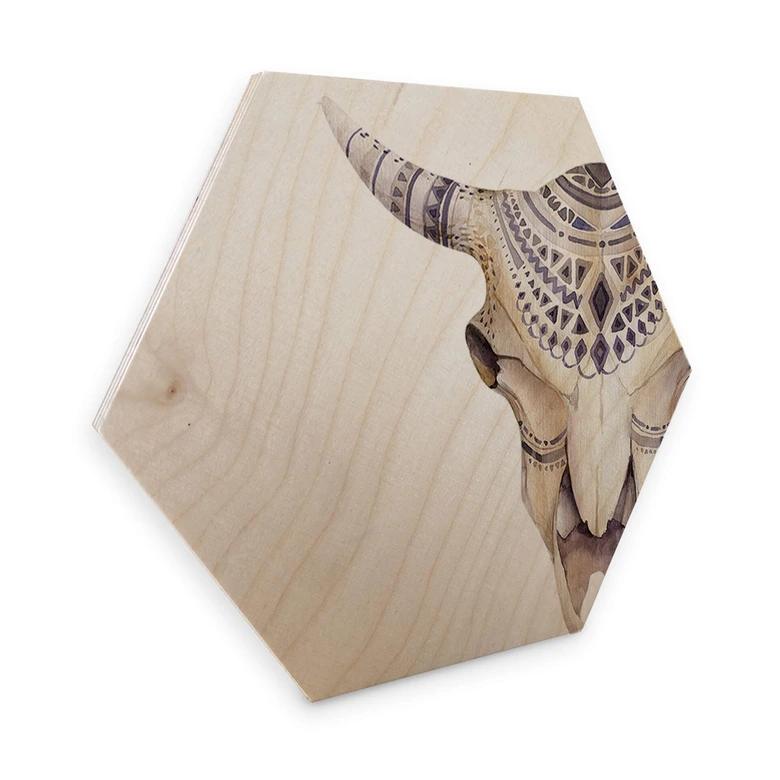 Hexagon - Holz Birke-Furnier - Kvilis - Boho Skull 
