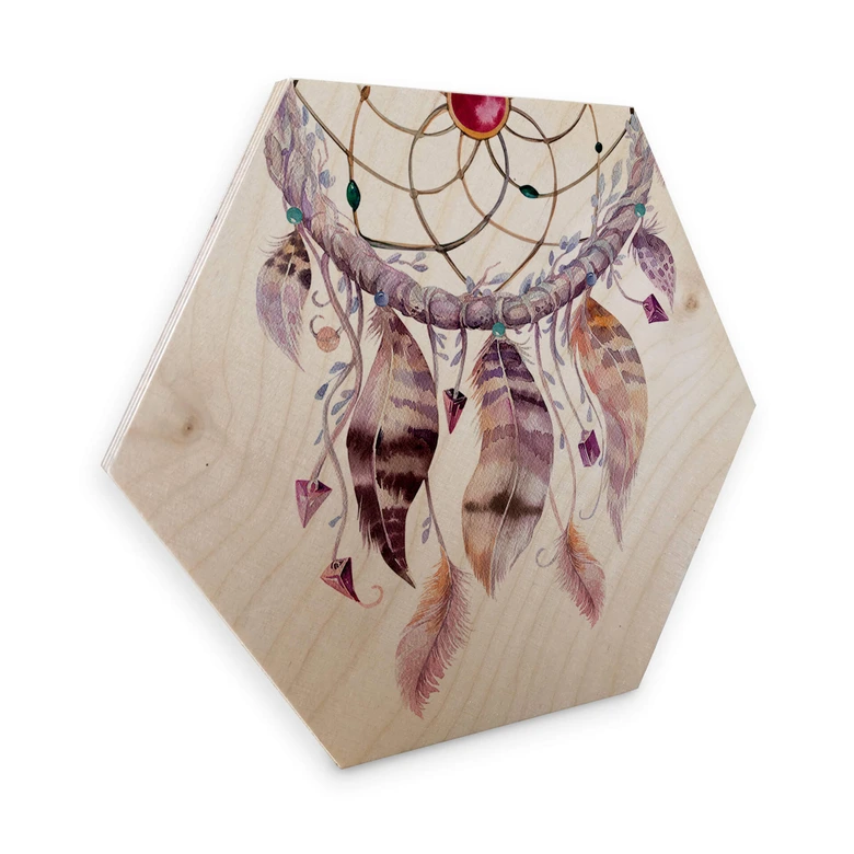 Hexagon - Holz Birke-Furnier - Kvilis - Traumfänger 