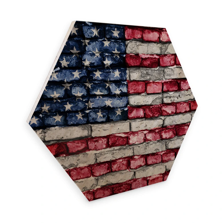 Hexagon - Holz Birke-Furnier - Stars and Stripes Mauer 