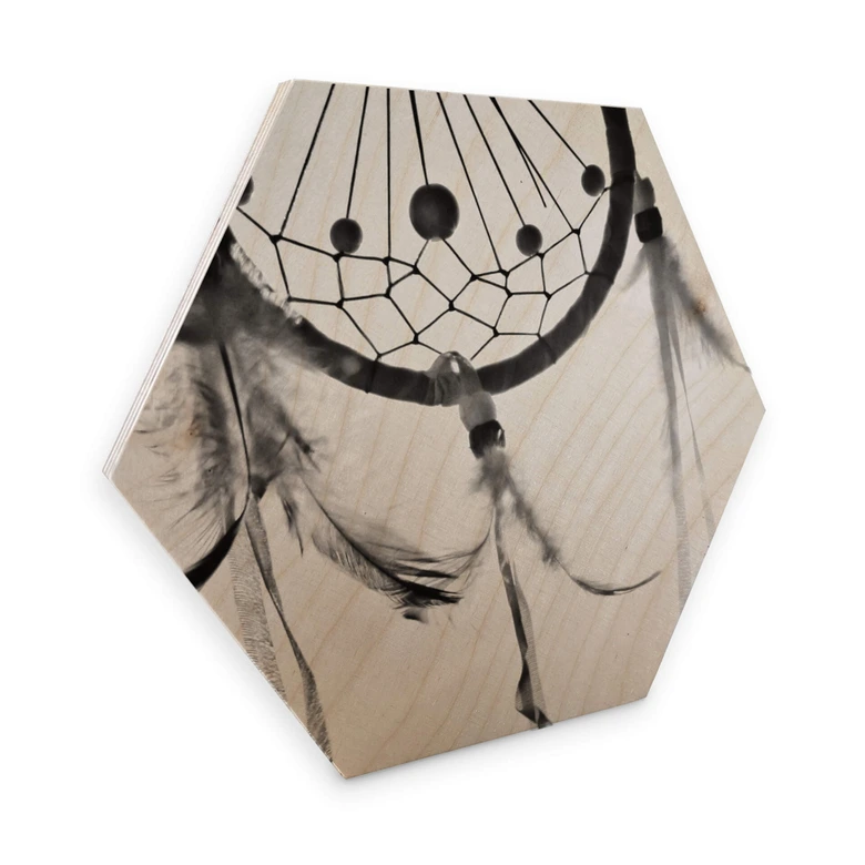 Hexagon - Holz Birke-Furnier - Traumfänger 