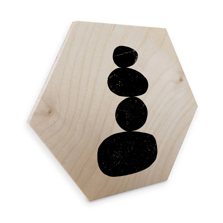 Hexagon - Holz Birke-Furnier Nouveauprints - Pebbles 3 black 