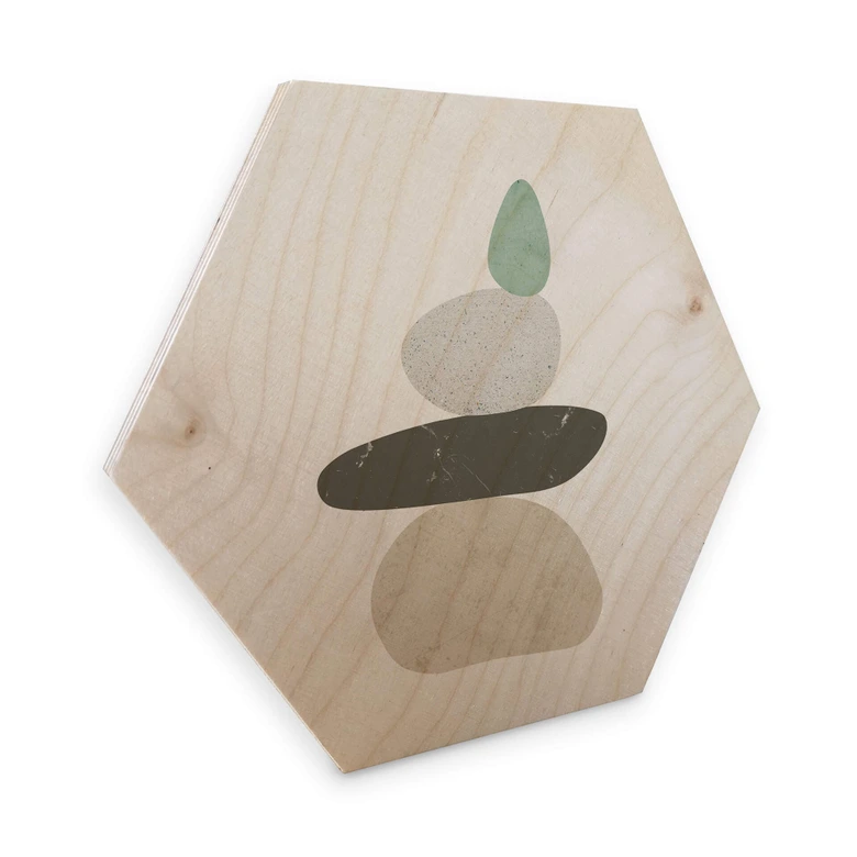Hexagon - Holz Birke-Furnier Nouveauprints - Pebbles 3 