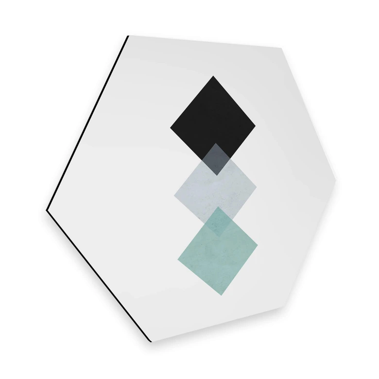Hexagon - Alu-Dibond Nouveauprints - Squares aqua 