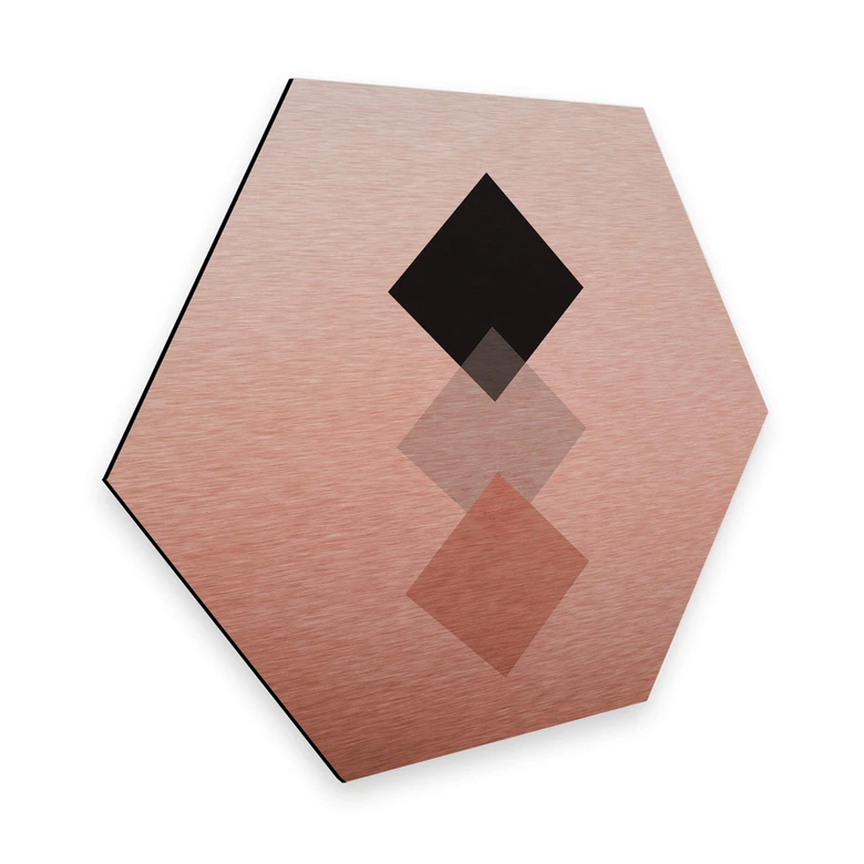 Hexagon - Alu-Dibond Kupfereffekt Nouveauprints - Squares Pink 