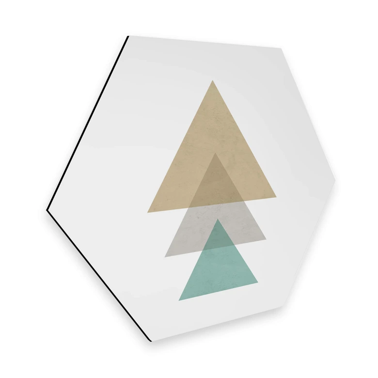 Hexagon - Alu-Dibond Nouveauprints - Triangles aqua 