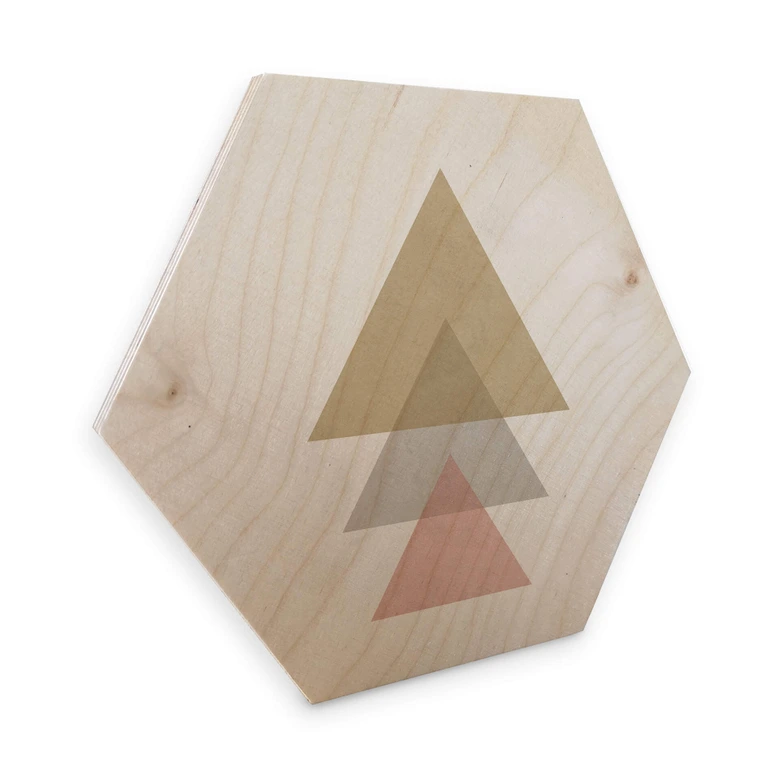 Hexagon - Holz Birke-Furnier Nouveauprints - Triangles pink 