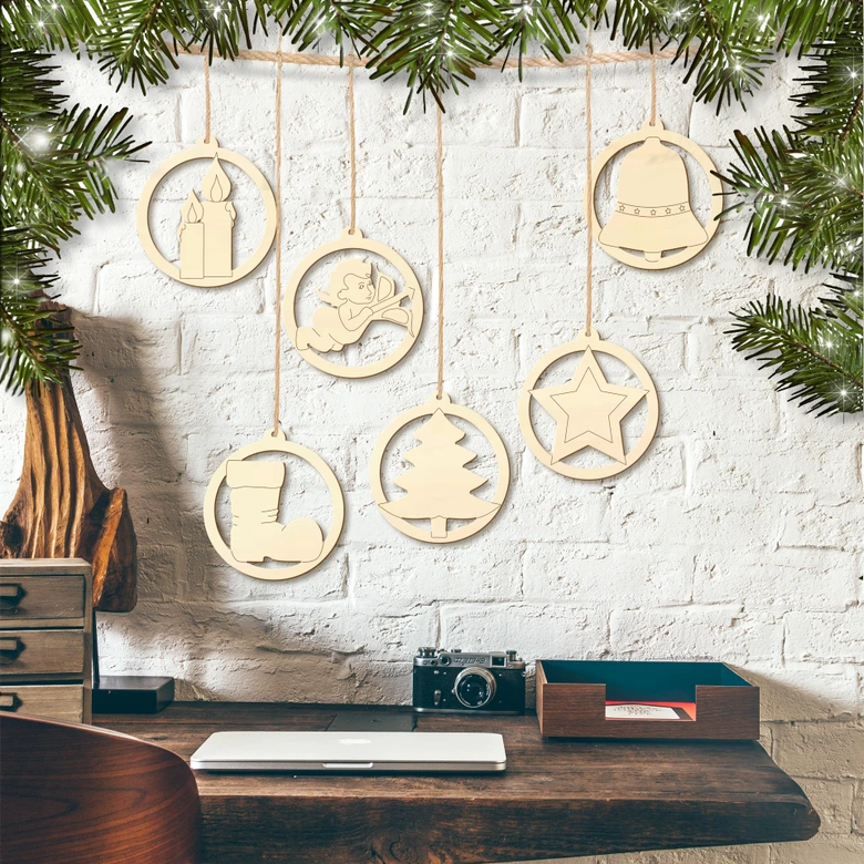 Baumschmuck Set- rund (6-teilig) mit Aufhänger 